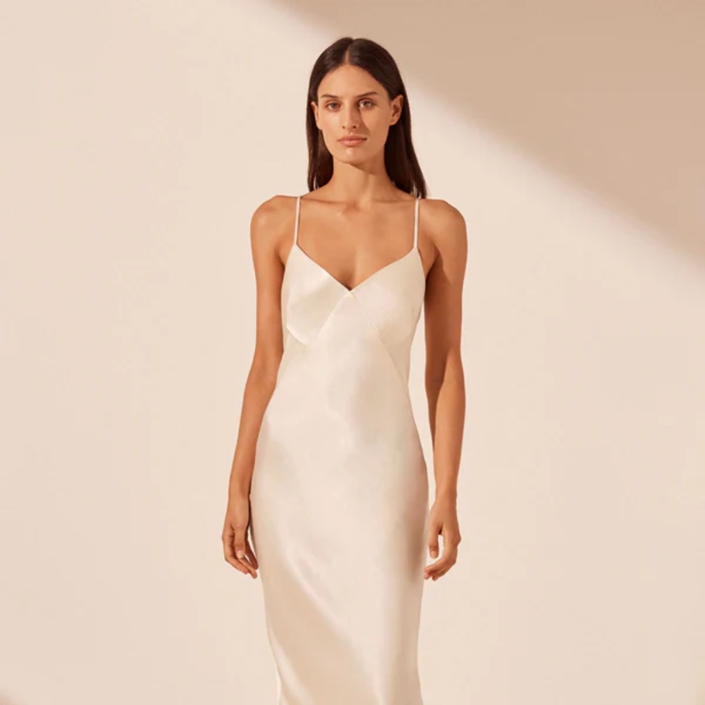 Shona Joy Cream La Lune Satin Slip Gown